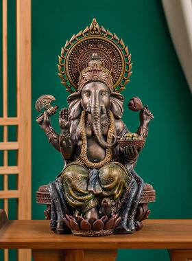 泰国象神摆件家居玄关象鼻神伽尼萨模型大圣欢喜天装饰东南亚财神