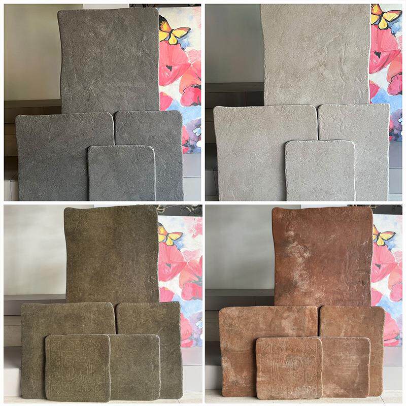 户外庭院仿青石板防滑地砖曲边莱姆石瓷砖民宿餐厅酒庄花园仿古砖