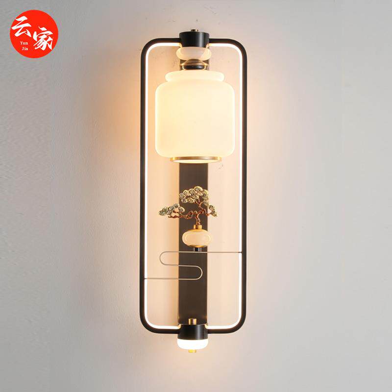 新中式全铜床头壁灯轻奢灯饰客厅卧室房间艺术质感栩栩如生装饰品