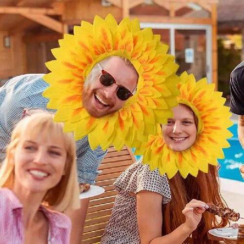 Sunflower Costume Head Party Hat Funny Headband Photo Props