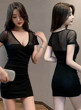 夜场工作服女性感洋装女2025夏装新款低胸工衣桑拿技师服
