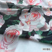 手工DIY面料 面料 2019新款 大朵玫瑰印花服装