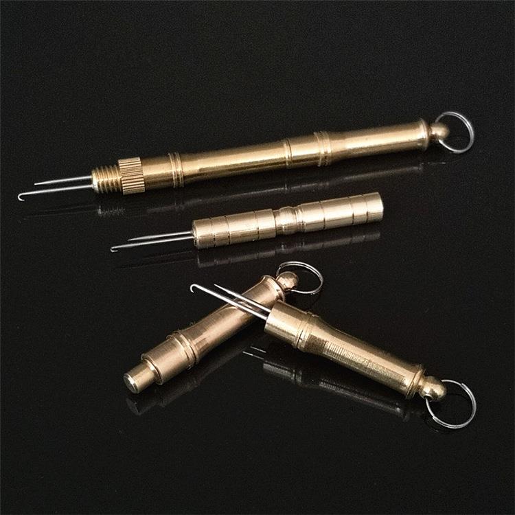铜制子线打结器 弯钩双针鱼线打结绑线器 钓鱼用品渔具配件