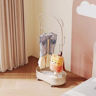 奶油架带儿轮移动童挂CRJ衣架卧室家用衣帽脏衣篮风卡通可爱落地