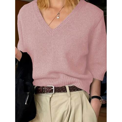 H 72316 Loose short sleeve knit top 宽松短袖针织衫跨境速