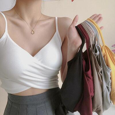 Threaded Cotton Crossover Camisole 螺纹棉交叉吊带运动背心女