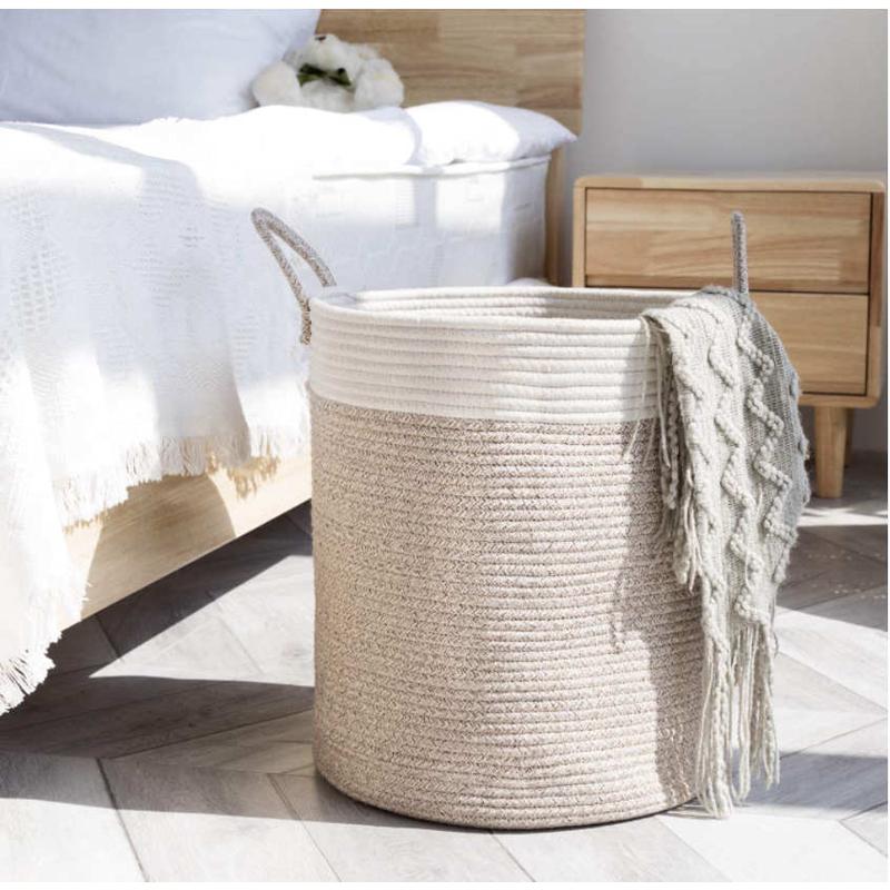 棉绳编织收纳篮大容量折叠杂物收纳筐衣服整理筐