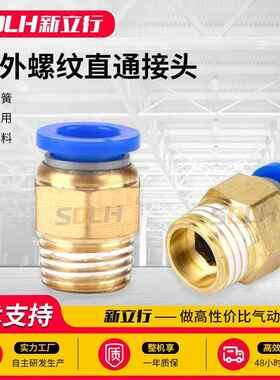 PC空压机气管接头快速接头8-02气动4-M5快速接头8MM10-03/12-04