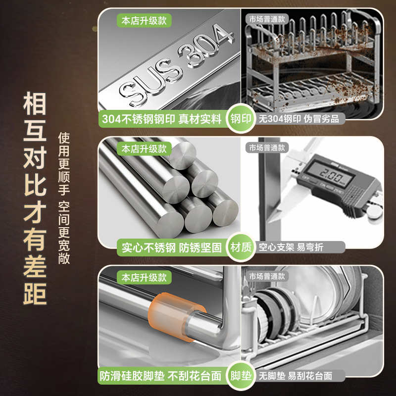 碗碟架架物碗筷厨房沥水碗盘304置放收纳新款 家用架多功能不锈钢