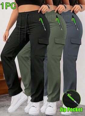 Women’s spring/autumn outdoor casual cargo pants, 3-pack;