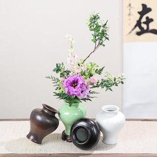 剑中式花瓶美人花肩JWH插花器皿山道中华花艺日式禅意器花花盆摆