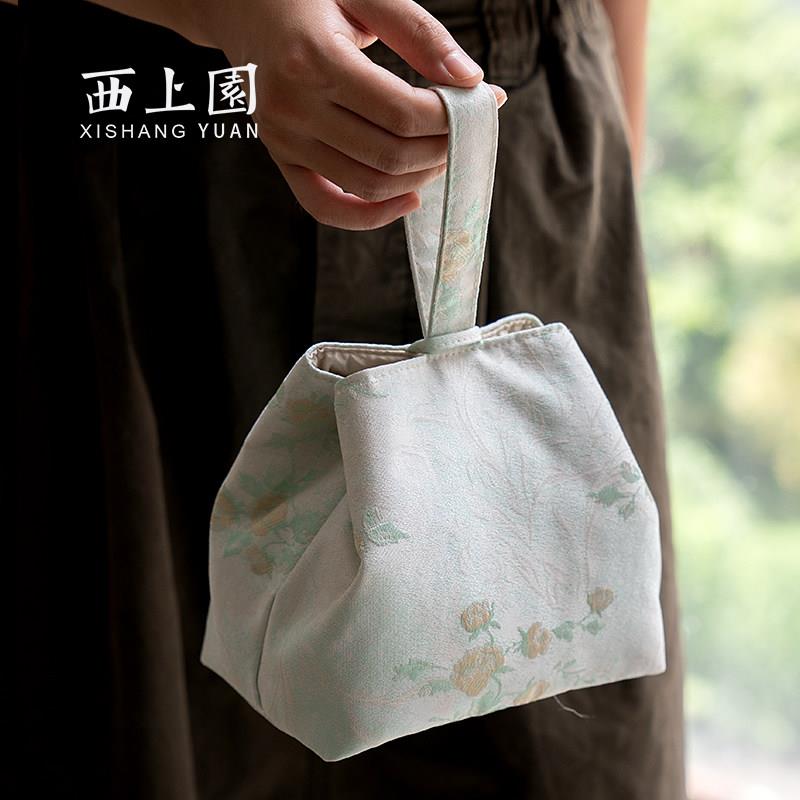 布艺收纳包茶具便携包布袋国风茶包休闲手腕包茶壶茶杯中式小布包