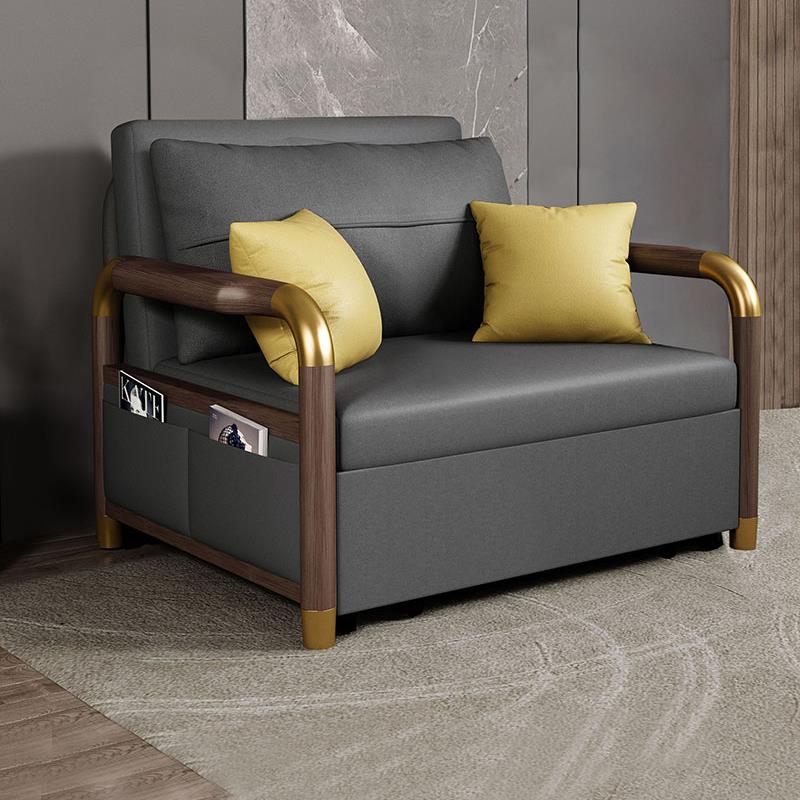 实木单人沙发床八十公分一米二可折叠阳台书房两用2025新款科技布