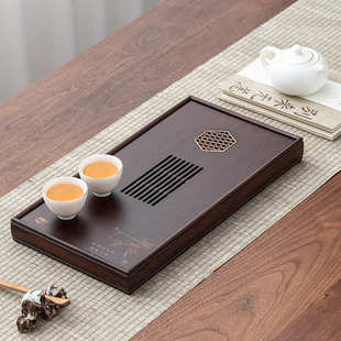 茶具日式 轻奢重竹家用小型茶具茶盘沥水储水式 茶海茶台茶海茶盘
