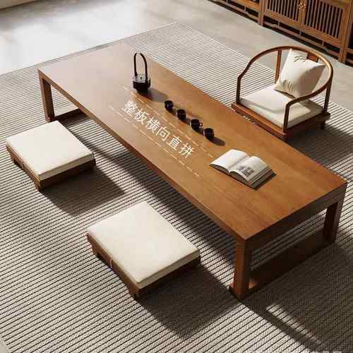 茶室实木榻榻米茶桌新中式原木茶几简约民宿矮桌子飘窗泡茶桌子