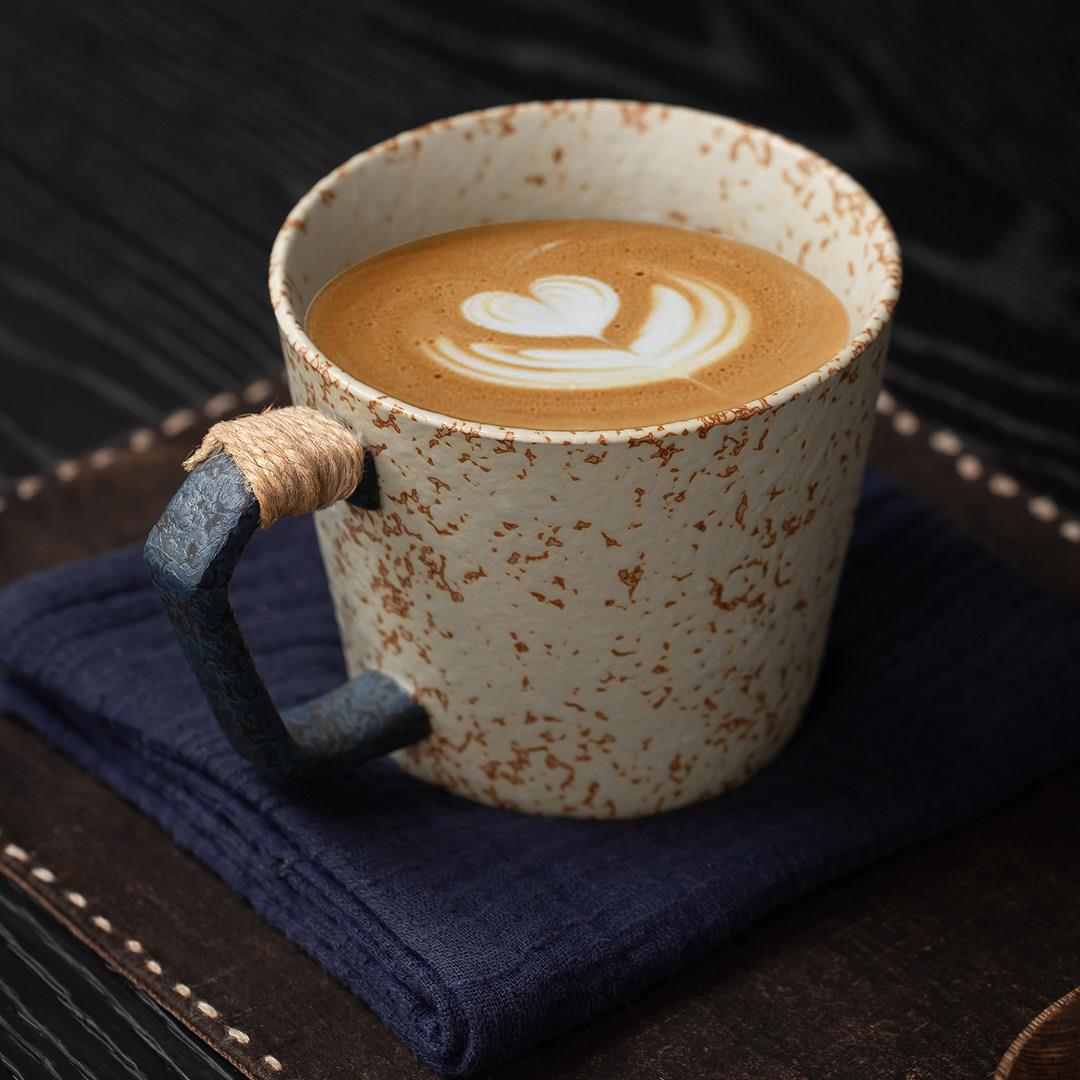 复古窑变陶瓷宽口咖啡杯纹理拿铁釉下彩做旧宽口杯马克杯水杯
