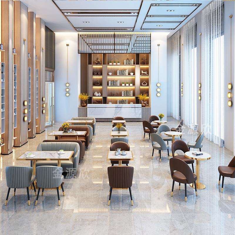 轻奢网红洽谈售楼处桌椅休闲咖啡厅餐厅奶茶店沙发后现代桌椅组合