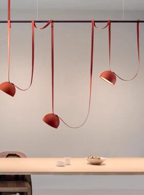 设计师个性橙色三头帆布餐厅吊灯极简意大利吧台创意北欧艺术前台