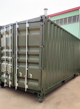 20尺标准集装箱，钢制集装箱，散货集装箱军绿色
