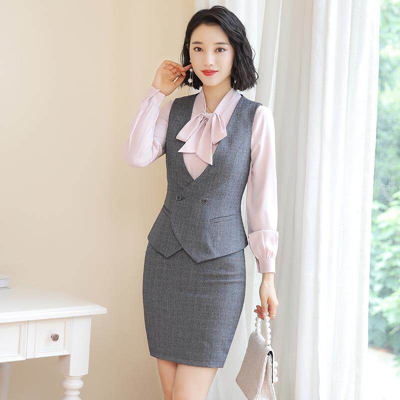 酒店服长袖前台餐饮服务员收银职业西服套装女美容院空姐制服
