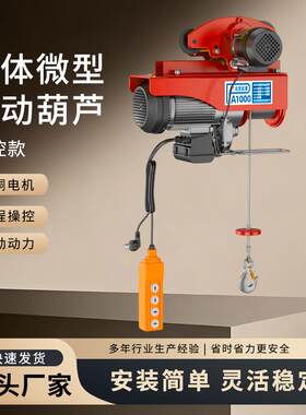 家用连体微型手动行车小吊机线控纯铜电机1t220V6轮微型电动葫芦