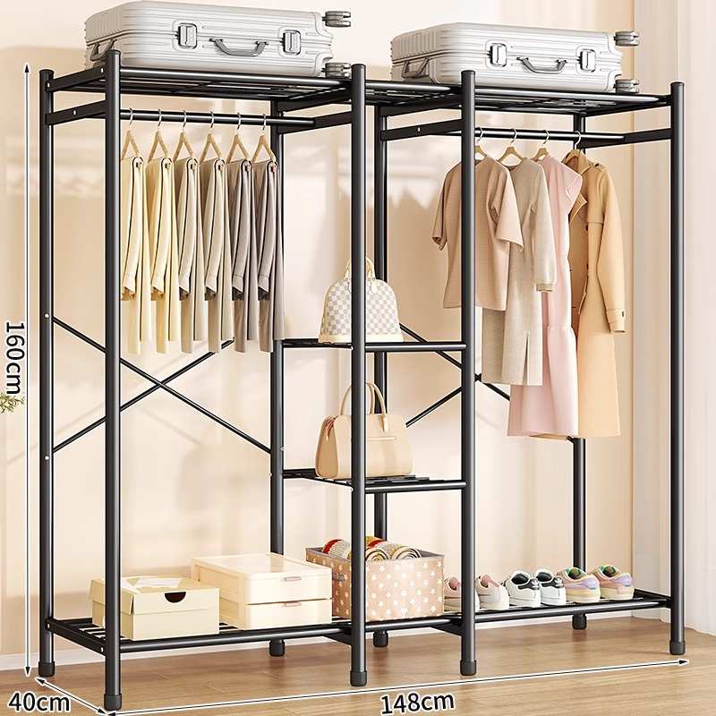 内家架落地衣服收纳多层移动式挂衣出租房衣柜卧室用衣帽架晾衣架