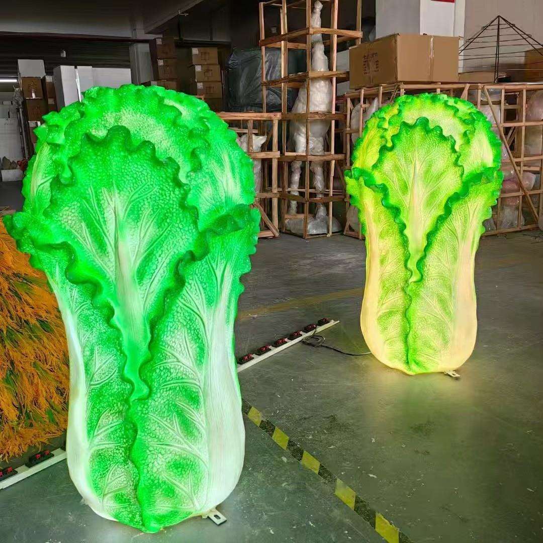 户外仿真发光大白菜雕塑摆件蔬菜玻璃钢工艺品园林景观装饰美陈