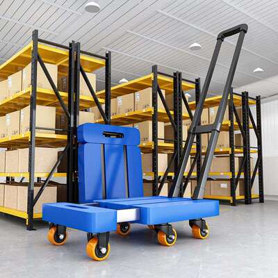 WBG伸拉杆平车折叠静手推车快递拉货小推车六音轮小拉车缩加厚拖