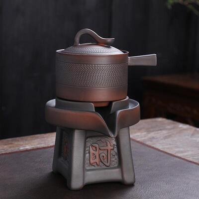 防烫紫陶自动茶具复古功夫茶杯石磨懒人中式泡茶器陶瓷侧把公道杯