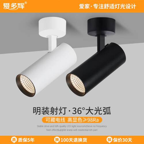 爱多辉深防眩光表面安装射灯芯客厅无天花板无主灯设计Led射灯天