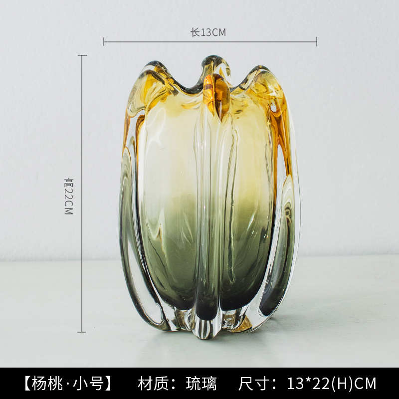 琉璃琥珀轻客厅花花瓶北欧水培现代器玄关奢杨桃手工渐变