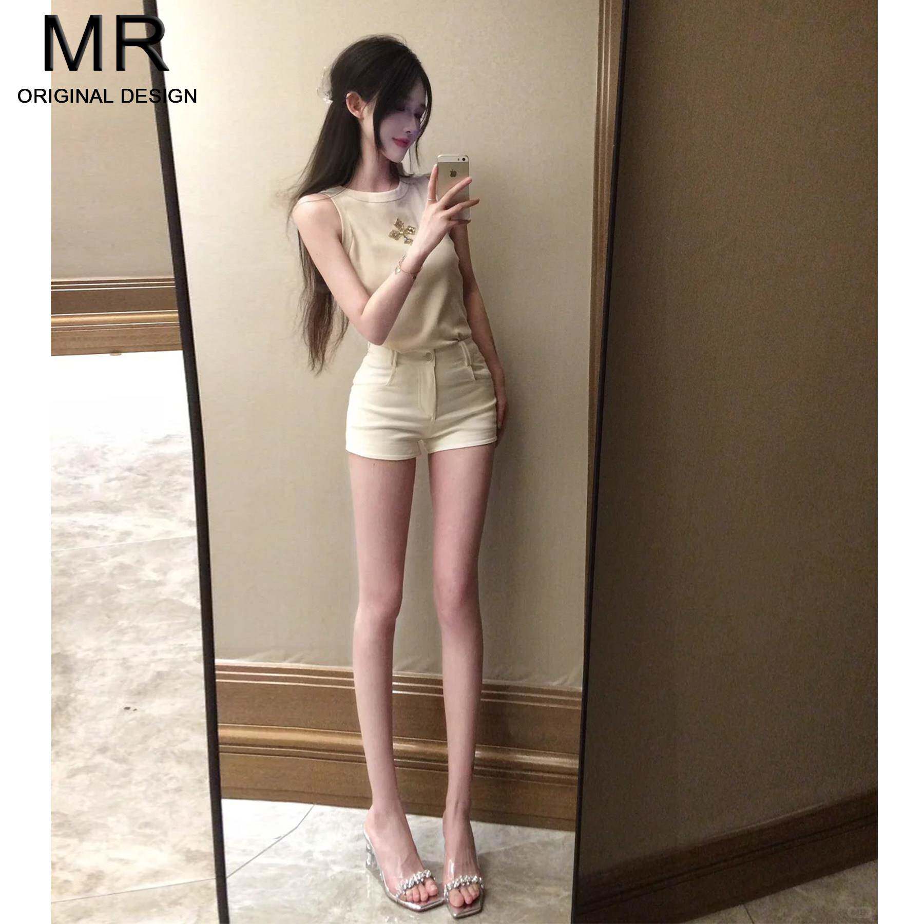 米杏色超短高腰休闲短裤女2026新款夏季辣妹修身显瘦性感包臀热裤