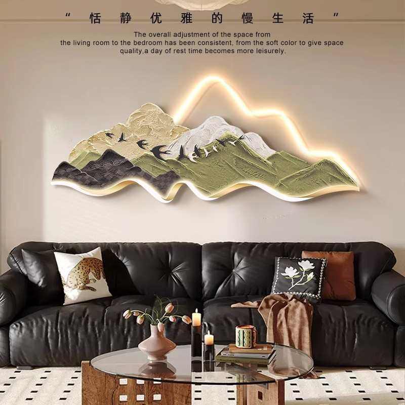 背景有沙发感靠山壁灯挂画中客厅古风高级奢轻背壁画墙装饰画卧室,家居饰品,现代装饰画,淘宝优惠券,粉丝福利购,淘宝优惠卷