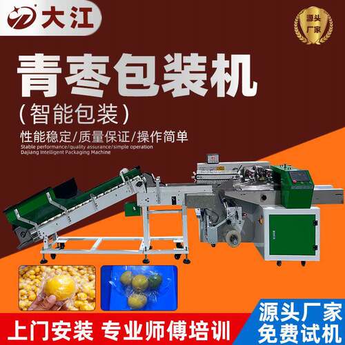 供应青枣包装机350全自动柠檬脐橙包装机多功能枕式水果打包机械