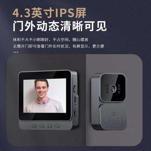 寸讲对源头34屏.可视安装外贸简单新品门铃无线不需网络工厂