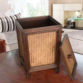 复古藤编木质纸篓带盖客厅茶室竹编垃圾篓家用中式 实木禅意垃圾桶
