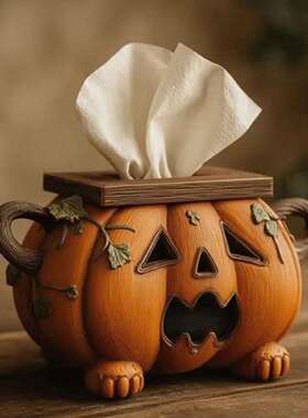亚马逊Halloween Pumpkin Tissue Box Holder 万圣节南瓜纸巾盒架