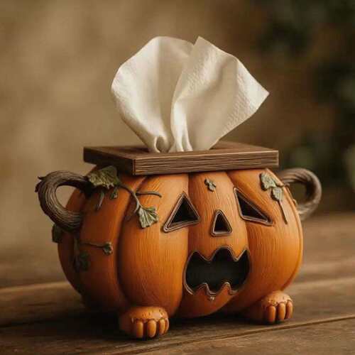 亚马逊Halloween Pumpkin Tissue Box Holder 万圣节南瓜纸巾盒架