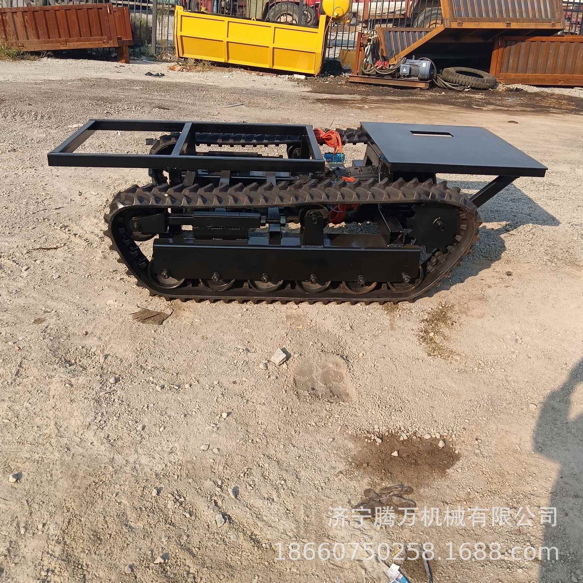 小型电动履带底盘橡胶工程底盘可加装升降平台蓄电池橡胶履带