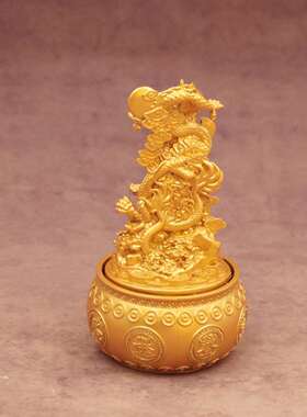 关公赵公明聚宝盆转转摆件家居办公前台桌面招财进宝工艺装饰把玩