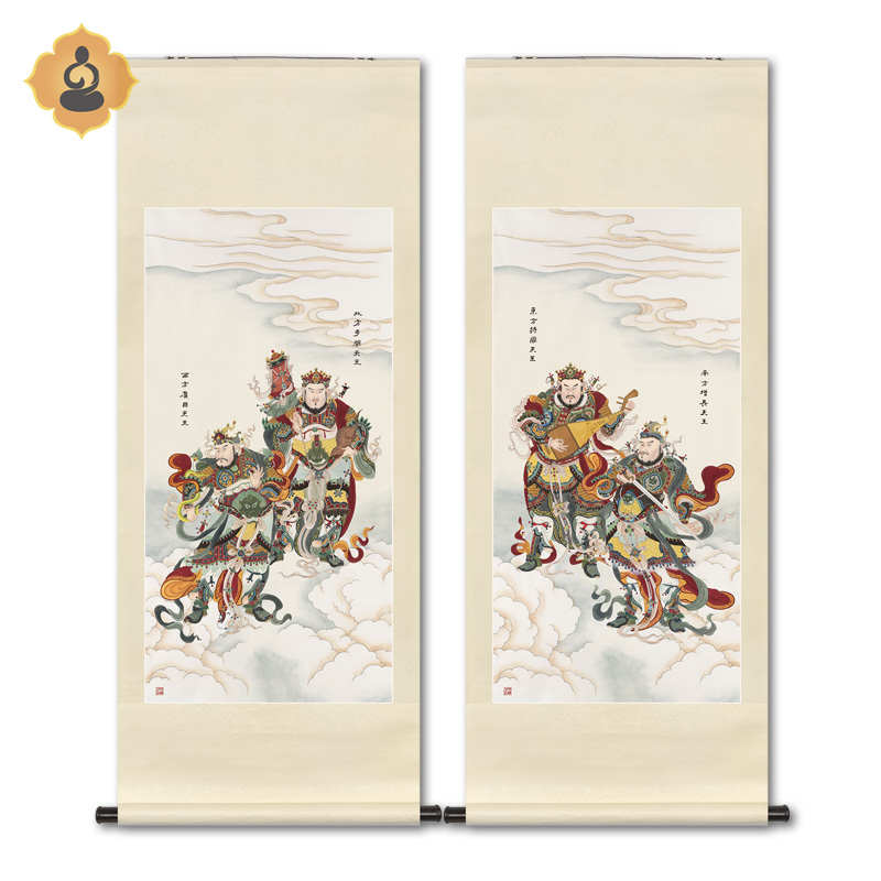 工笔人物佛像国画四大天王金刚菩萨画像玄关佛堂法会供奉挂画卷轴