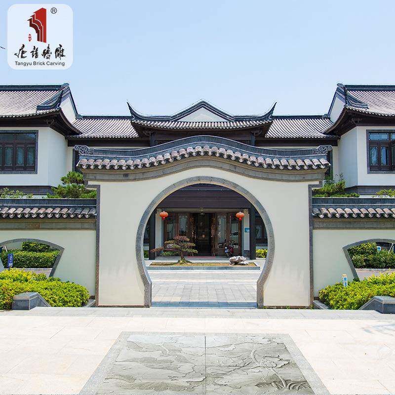 唐语砖雕仿古青砖水泥合成地砖四合院自建房旧房改造荷花地雕1.6m