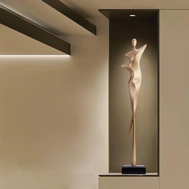 轻奢玄关柜摆件竖高客厅电视柜装饰品意式极简人物雕塑高级艺术感