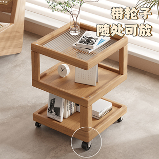 可移动小推桌茶几带轮子高级感边几创意侧边柜床头柜沙发旁置物架