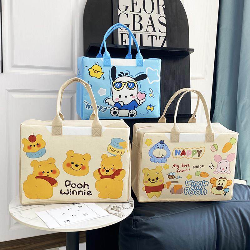 新款卡通毛毡包手提包旅行包收纳袋可爱时尚学生行李箱超大手提袋