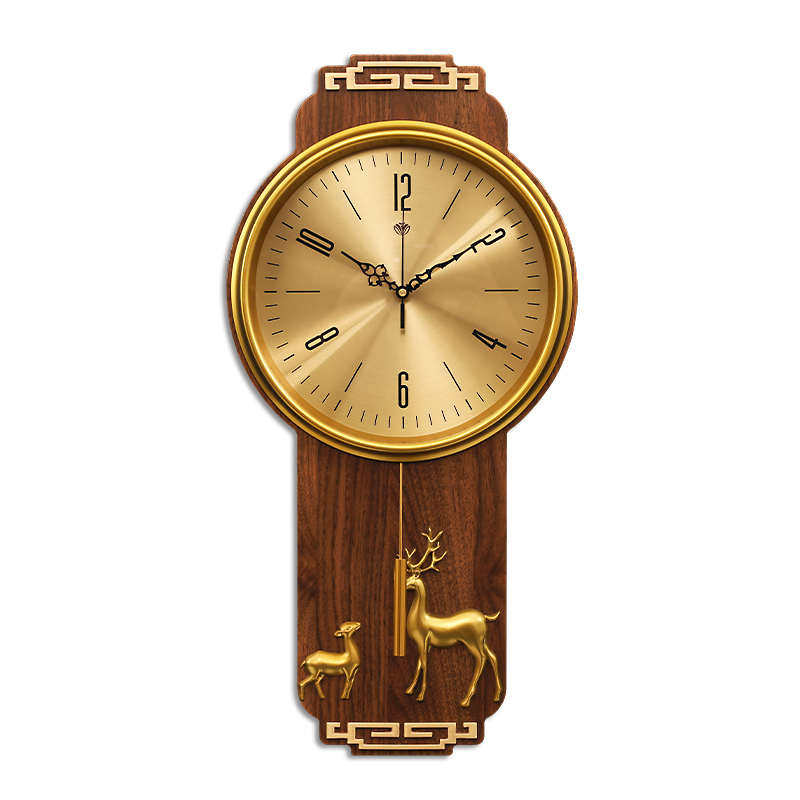 新中式挂钟客厅钟表家用时尚创意挂墙大气静音轻奢时钟免打孔王金,家居饰品,台钟/闹钟,淘宝优惠券,粉丝福利购,淘宝优惠卷