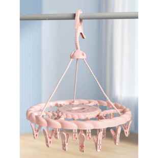 多夹子晾衣架晒袜子内衣服凉婴儿童宝宝带挂钩圆形小家用功能神器