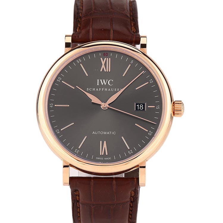 [9.8新]万国柏涛菲诺18K金灰面红60男士自动机械腕表IW356511