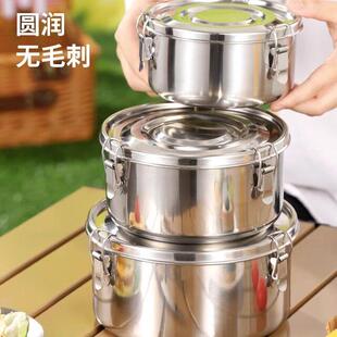 Portable Round Lunch Box With Lid 201Stainless Steel Food