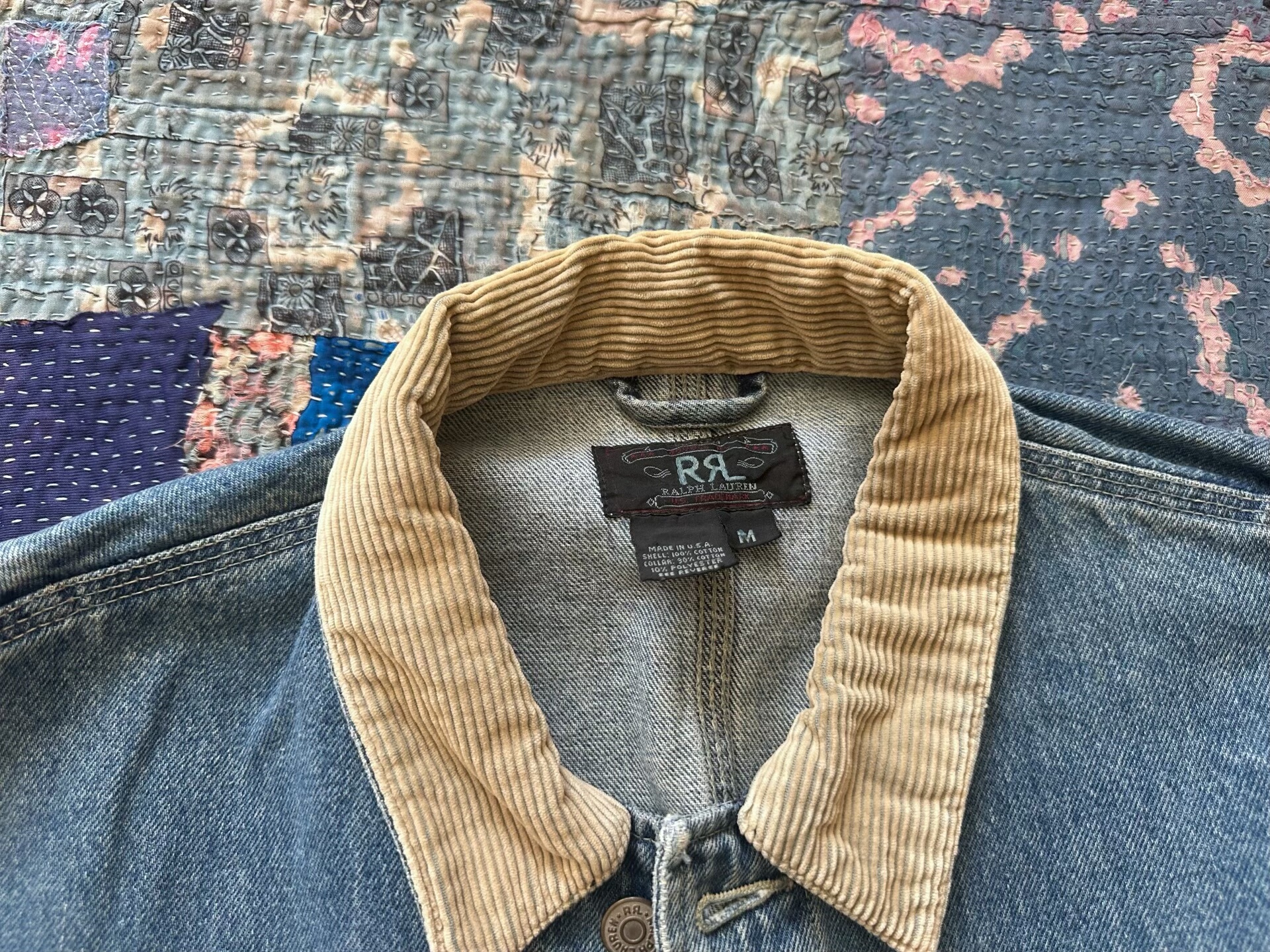 RRL Vintage 90s Denim Corduroy Collar Jacket — label